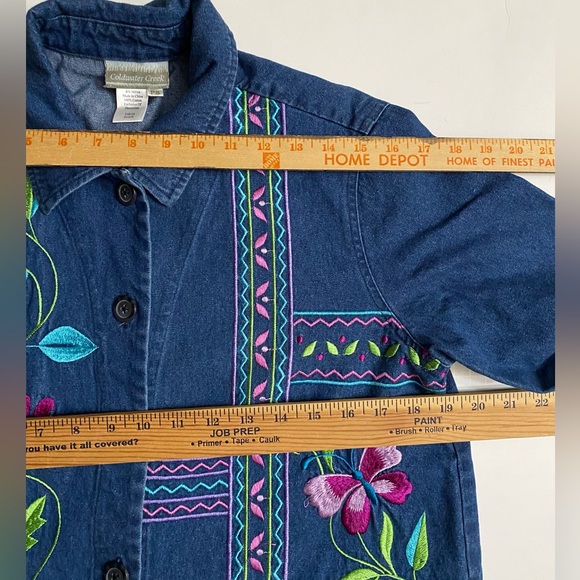 Coldwater Creek woman’s denim jacket Floral Embroidered  size SP - Picture 8 of 12